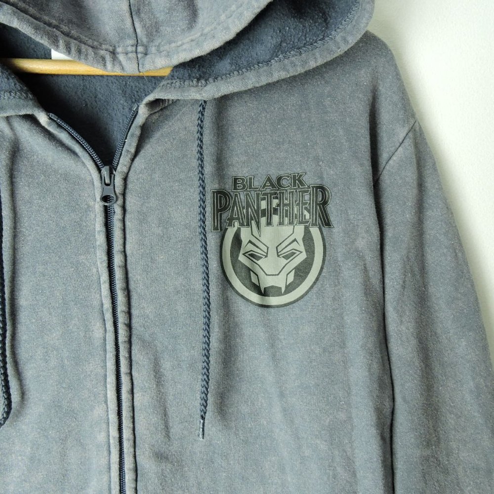 Marvel Black Panther men's hoodie full zip sweatshirt gray graphic print - Picture 2 of 10